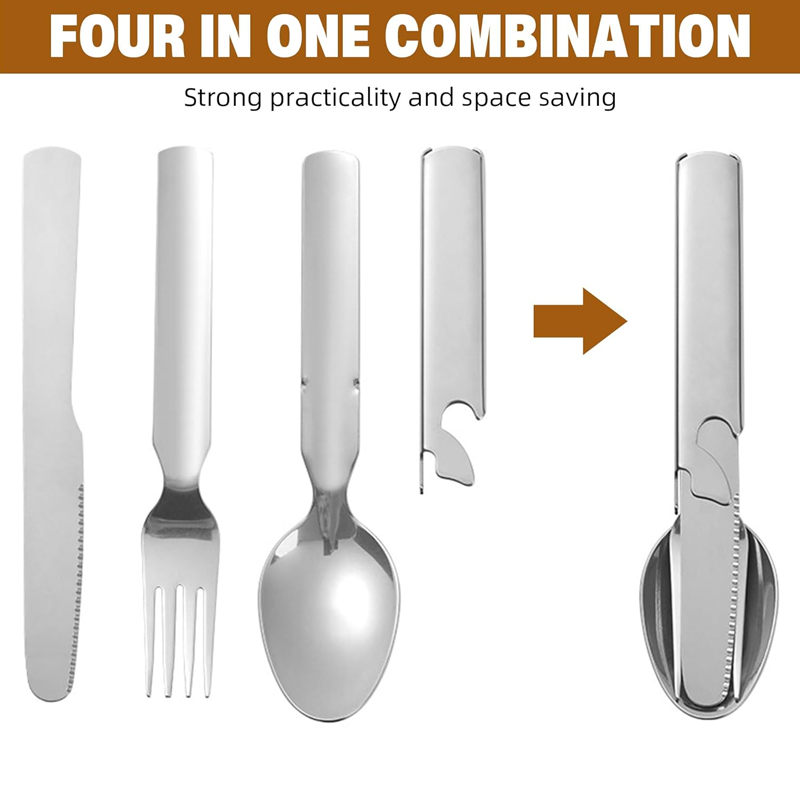 🥳2026 HOT SALE🥳💞50K+ SOLD!🍴🎒 50% OFF! 4-in-1 Stainless Steel Cutlery Set – Fork, spoon, knife & holder with bottle opener. Compact & travel-ready. Perfect for picnics & camping! 🏕️✨