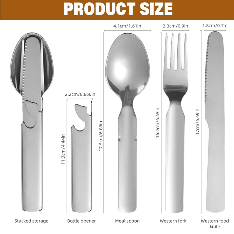 🥳2026 HOT SALE🥳💞50K+ SOLD!🍴🎒 50% OFF! 4-in-1 Stainless Steel Cutlery Set – Fork, spoon, knife & holder with bottle opener. Compact & travel-ready. Perfect for picnics & camping! 🏕️✨