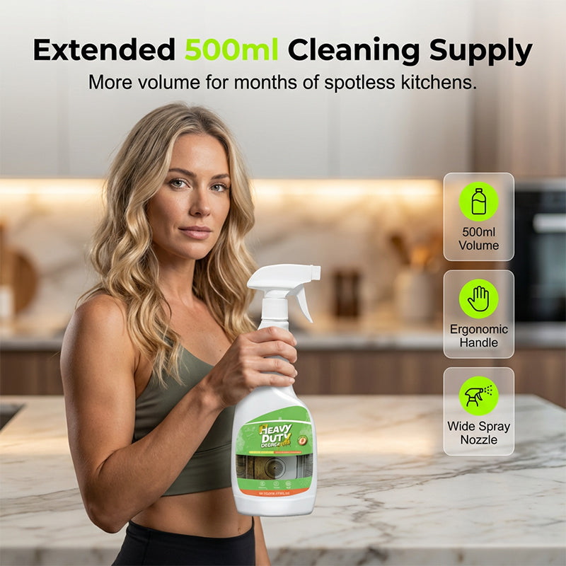 🍑50% OFF NOW ! ✨Heavy Duty Kitchen Degreaser Spray, Powerful Grease‑Melting Fast‑Acting Cleaner, Mild Peach Scent 500ml for Stove & Range Hood