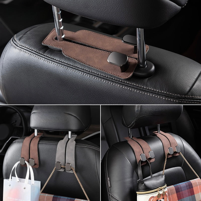 🚗 BUY 2 GET 1 FREE! 🛍️ Car Seat Back Storage Hook – Double Hook Holder – Heavy-duty, easy install & perfect for handbags, groceries or kids' items – keeps your car tidy 🔑