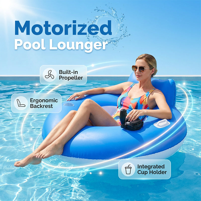 Motorized Inflatable Pool Lounger with Propeller
