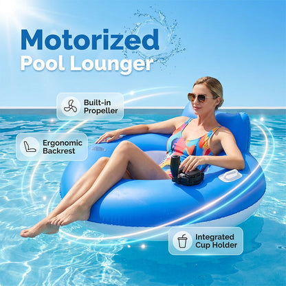 Motorized Inflatable Pool Lounger with Propeller