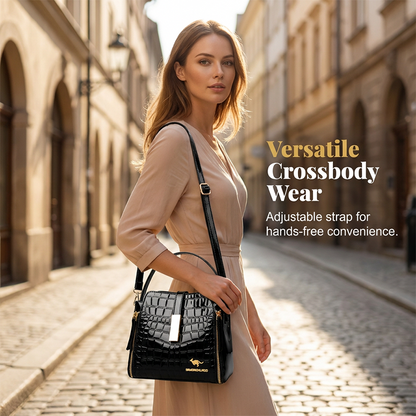 👜 LIMITED-TIME 50% OFF! ✨ Glossy Crocodile Pattern Women's Handbag – Structured, Gold Hardware, Spacious & Chic 💼
