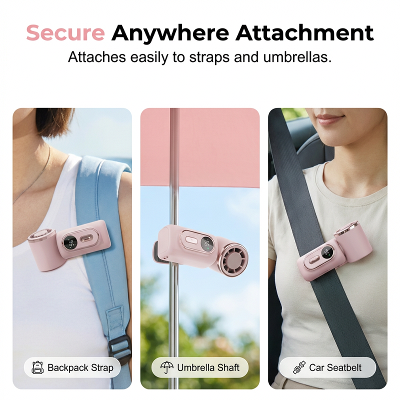 🏖️Exclusive 50% OFF | Portable Clip-On Cooling Fan | Hands-Free Personal Neck Fan with LED Battery Display & Adjustable Airflow | High-Velocity Mini Fan for Travel & Outdoors