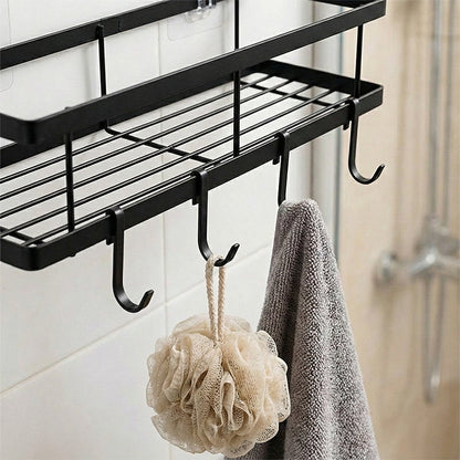 💥LAST DAY SALE 50%OFF💥No-Drill Bathroom Shelf Set 🧴🛁 – Rustproof Carbon Steel, Quick-Drain, Modular Storage