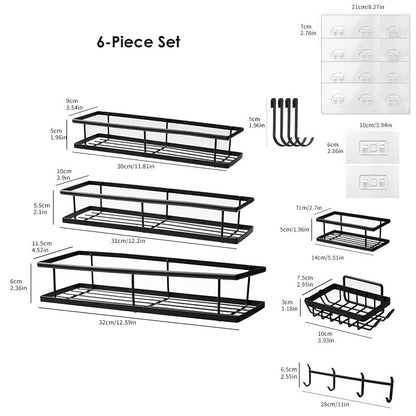 💥LAST DAY SALE 50%OFF💥No-Drill Bathroom Shelf Set 🧴🛁 – Rustproof Carbon Steel, Quick-Drain, Modular Storage