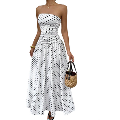 🥳2026 HOT SALE🥳💞50K+ SOLD!👗Women's Strapless Polka Dot Maxi Dress