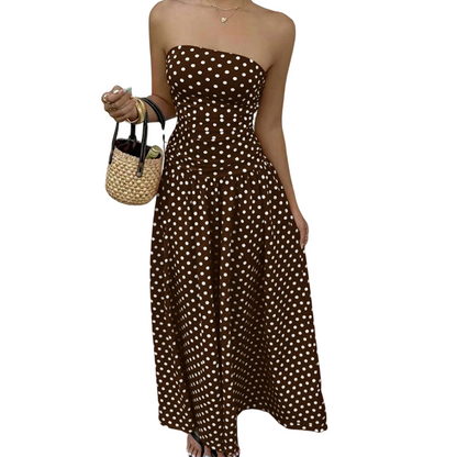 🥳2026 HOT SALE🥳💞50K+ SOLD!👗Women's Strapless Polka Dot Maxi Dress