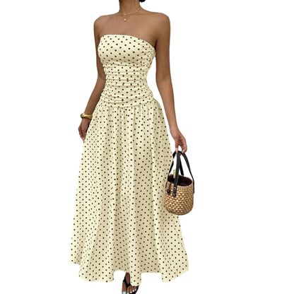 🥳2026 HOT SALE🥳💞50K+ SOLD!👗Women's Strapless Polka Dot Maxi Dress