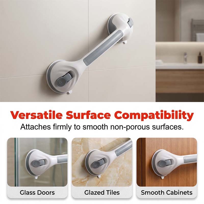 🚿🔒 Suction Cup Grab Bar – 50% OFF! Tool-free install on tiles & glass, strong vacuum hold, removable & reusable – no drilling needed. 💯