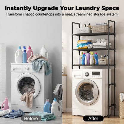 🎉 2026 Sale — Over 36100 Sold! 🔥Freestanding Over Toilet & Washing Machine Storage Shelf｜No Drill Bathroom Laundry Organizer ✨