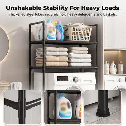 🎉 2026 Sale — Over 36100 Sold! 🔥Freestanding Over Toilet & Washing Machine Storage Shelf｜No Drill Bathroom Laundry Organizer ✨