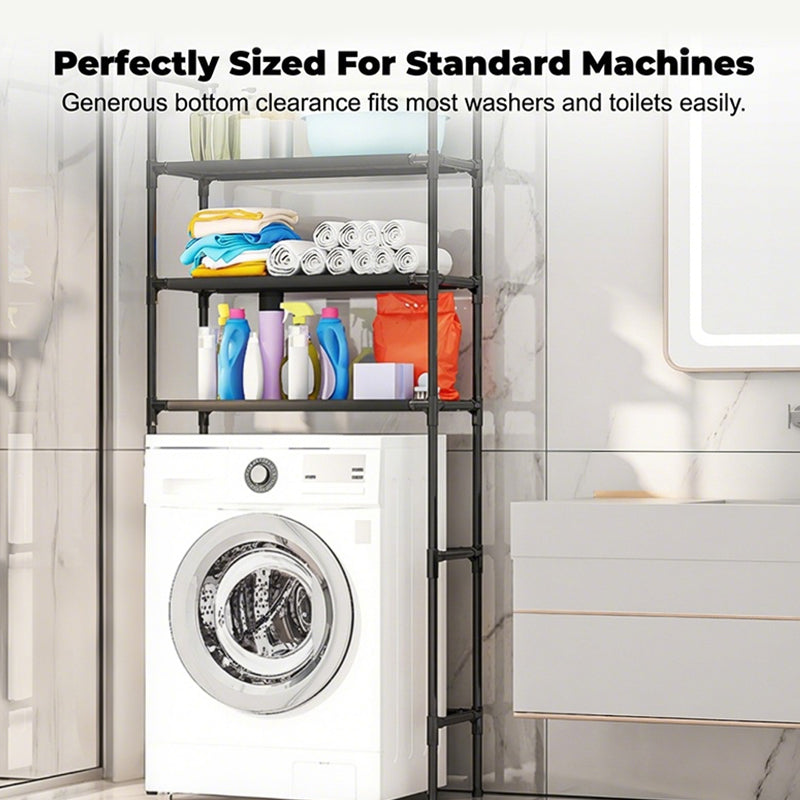 🎉 2026 Sale — Over 36100 Sold! 🔥Freestanding Over Toilet & Washing Machine Storage Shelf｜No Drill Bathroom Laundry Organizer ✨