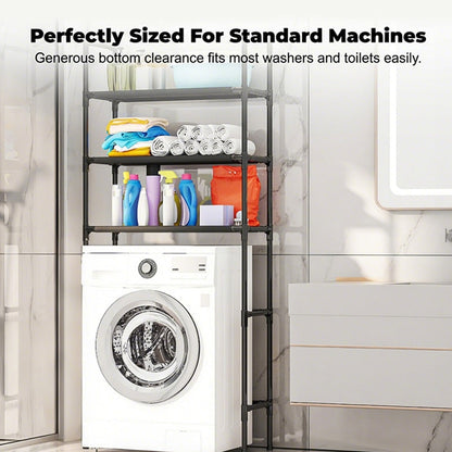 🎉 2026 Sale — Over 36100 Sold! 🔥Freestanding Over Toilet & Washing Machine Storage Shelf｜No Drill Bathroom Laundry Organizer ✨