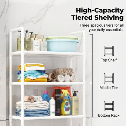 🎉 2026 Sale — Over 36100 Sold! 🔥Freestanding Over Toilet & Washing Machine Storage Shelf｜No Drill Bathroom Laundry Organizer ✨