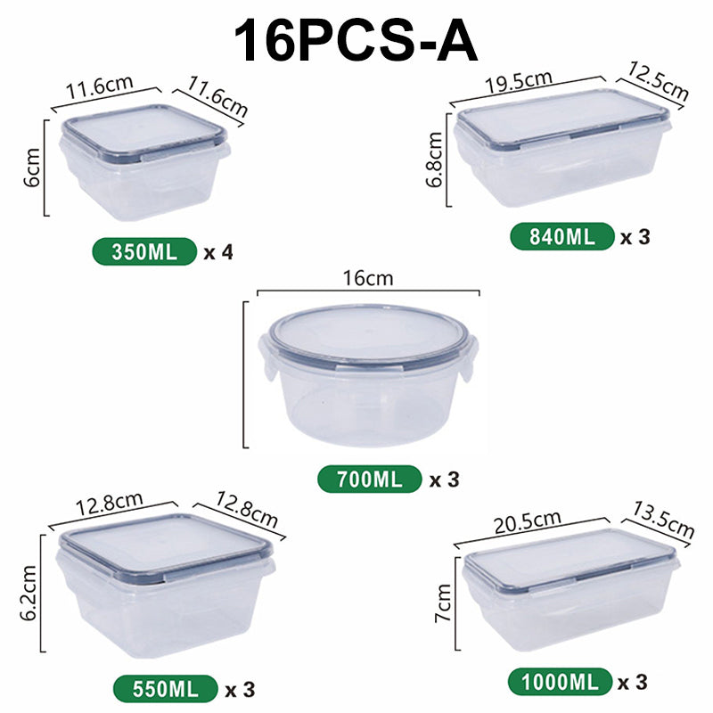 🍱 Food storage container set with lids – 12/16-piece set, ♻️ reusable – 💧 leak-proof, suitable for freezer ❄️, oven 🔥, microwave ⏲️ and dishwasher 🍽️