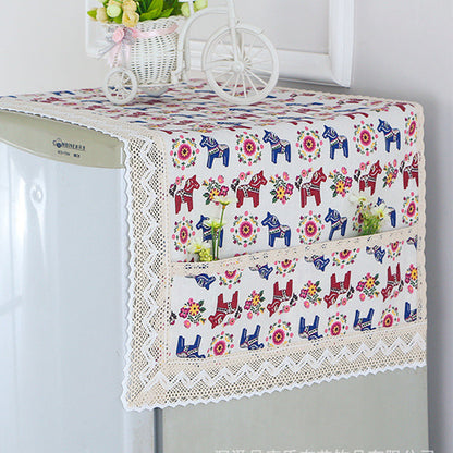 💖LAST DAY SALE!!💖✨Cotton Linen Refrigerator Dust Cover with Pockets