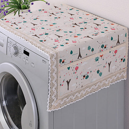 💖LAST DAY SALE!!💖✨Cotton Linen Refrigerator Dust Cover with Pockets