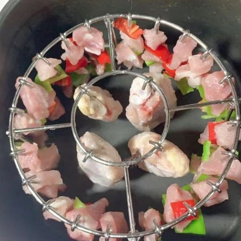 💖LAST DAY SALE!!💖✨Stainless Steel Round Oven Grill with Skewer