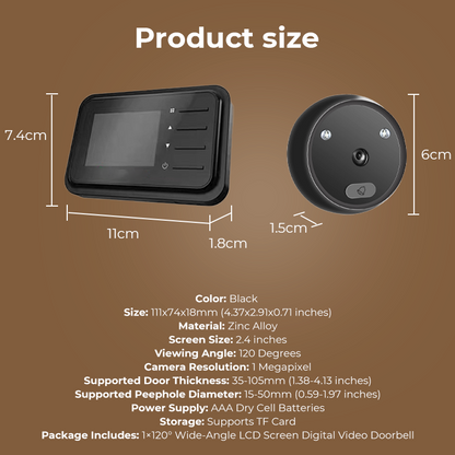 ⏳Limited-time 49% Off⏰120° Wide-Angle LCD Screen Digital Video Doorbell