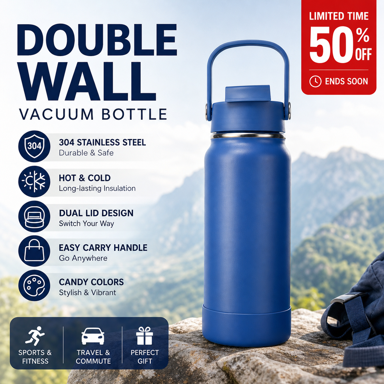 📢📢50% OFF !! ⏰Premium Stainless Steel Insulated Tumbler
