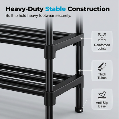 👟 50% OFF NOW! 🏠 Multi-layer Shoe Storage Shelf – High capacity, tool-free assembly & sturdy design – Organize up to 18 pairs in minutes 🛠️