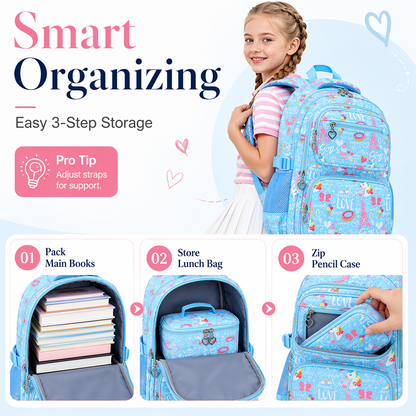 📢📢50% OFF !! ⏰💯Girls' Cute Multi-Pocket School Backpack