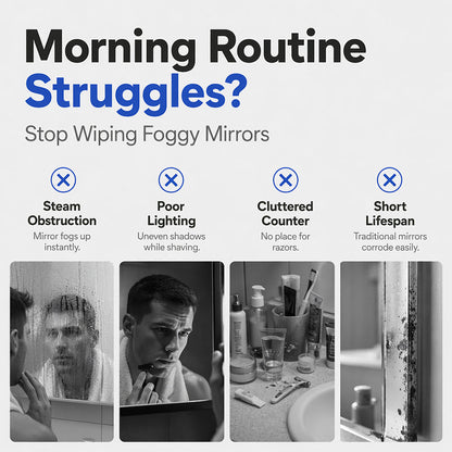 📢📢50% OFF !! ⏰LED Shower Mirror with Heated Anti-Fog for Shaving