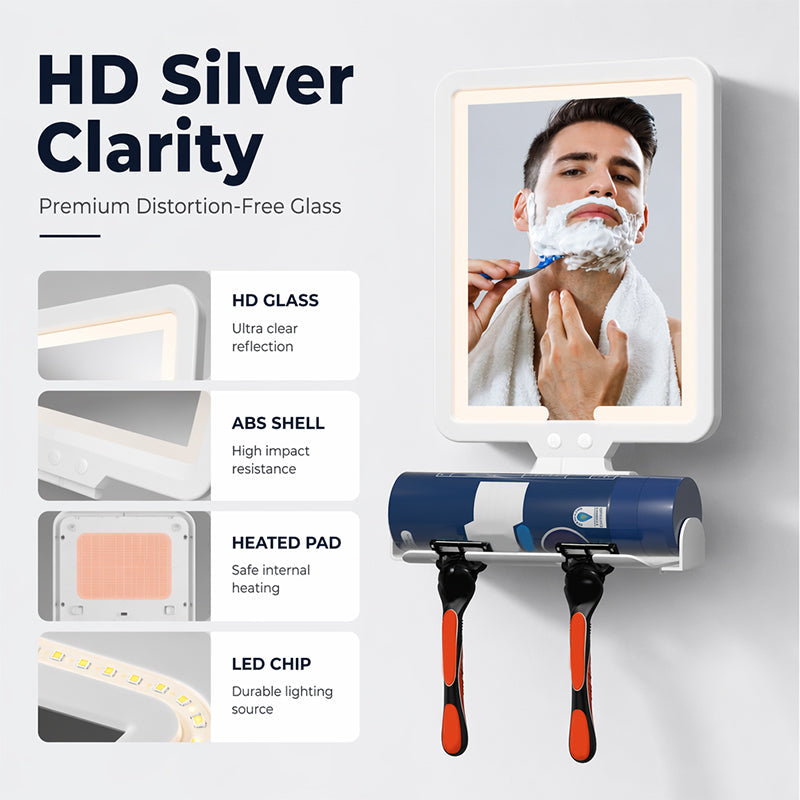 📢📢50% OFF !! ⏰LED Shower Mirror with Heated Anti-Fog for Shaving