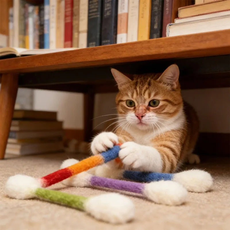 😺BORED CAT? FIX IT FAST!😺 Interactive Swab Toy – Premium Catnip, Durable Felt, Dental Care – Kicks, Chases & Pounces! 🐾