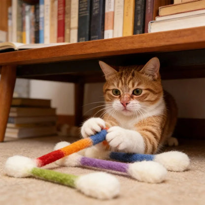 😺BORED CAT? FIX IT FAST!😺 Interactive Swab Toy – Premium Catnip, Durable Felt, Dental Care – Kicks, Chases & Pounces! 🐾