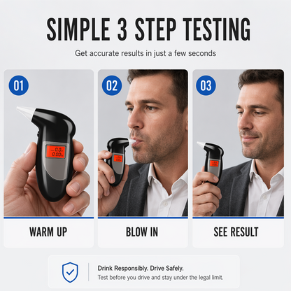 🔥 50% OFF 🔥 Portable Breathalyzer for Personal Use – Accurate BAC Tester with Rapid Response, Ergonomic Design, and Reliable ABS Build – Ideal for Responsible Drinking