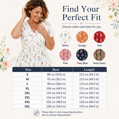 🌸 Floral V-neck dress with a twist at the waist—elegant and casual for any occasion