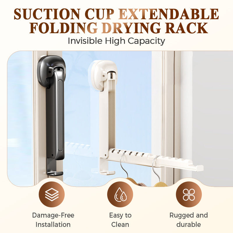 📢📢50% OFF !! ⏰Suction Cup Extendable Folding Drying Rack