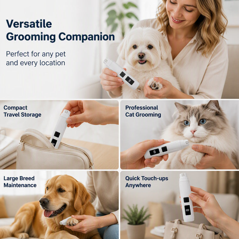 🐾 Electric Pet Nail Grinder with LED Power Display💡 Low Noise Painless Dog Cat Paw Grooming