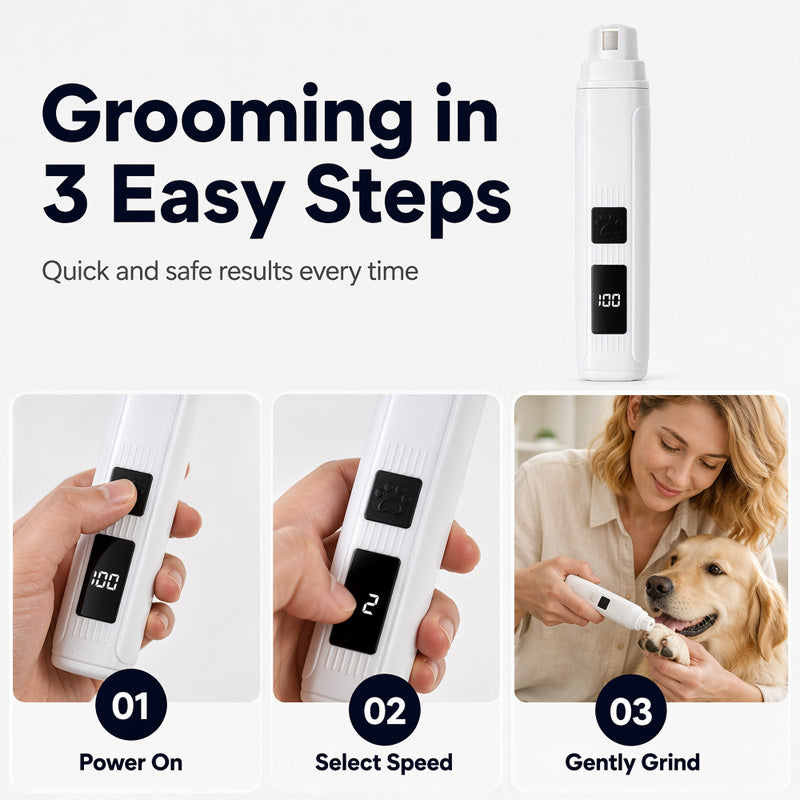 🐾 Electric Pet Nail Grinder with LED Power Display💡 Low Noise Painless Dog Cat Paw Grooming