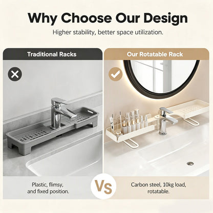 🥳2026 HOT SALE🥳💞50% OFF!✨ 💝Steel Folding Storage Rack—A storage rack that requires no drilling and can be mounted above a faucet, featuring adjustable brackets for smooth drainage and easy cleaning with a damp cloth