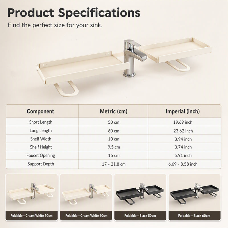 🥳2026 HOT SALE🥳💞50% OFF!✨ 💝Steel Folding Storage Rack—A storage rack that requires no drilling and can be mounted above a faucet, featuring adjustable brackets for smooth drainage and easy cleaning with a damp cloth