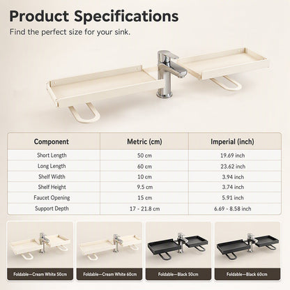🥳2026 HOT SALE🥳💞50% OFF!✨ 💝Steel Folding Storage Rack—A storage rack that requires no drilling and can be mounted above a faucet, featuring adjustable brackets for smooth drainage and easy cleaning with a damp cloth