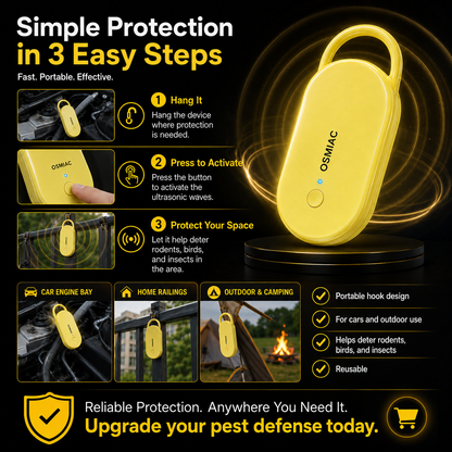 📢📢50% OFF !! ⏰Portable Ultrasonic Pest Repeller with Hanging Hook for Car