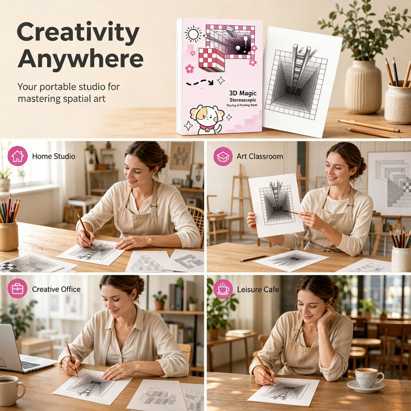 📢📢50% OFF !! ⏰Kids 3D Stereoscopic Tracing Drawing Book with Coloring and Paper Cutting Activities