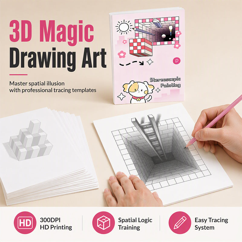 📢📢50% OFF !! ⏰Kids 3D Stereoscopic Tracing Drawing Book with Coloring and Paper Cutting Activities