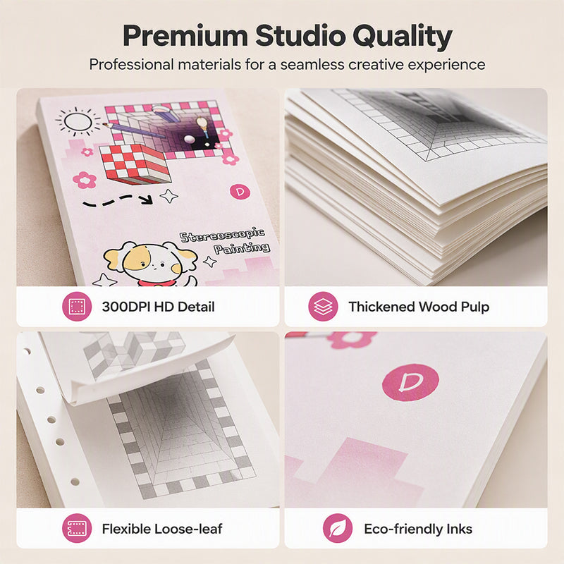 📢📢50% OFF !! ⏰Kids 3D Stereoscopic Tracing Drawing Book with Coloring and Paper Cutting Activities