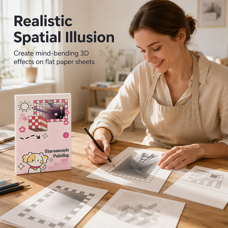 📢📢50% OFF !! ⏰Kids 3D Stereoscopic Tracing Drawing Book with Coloring and Paper Cutting Activities