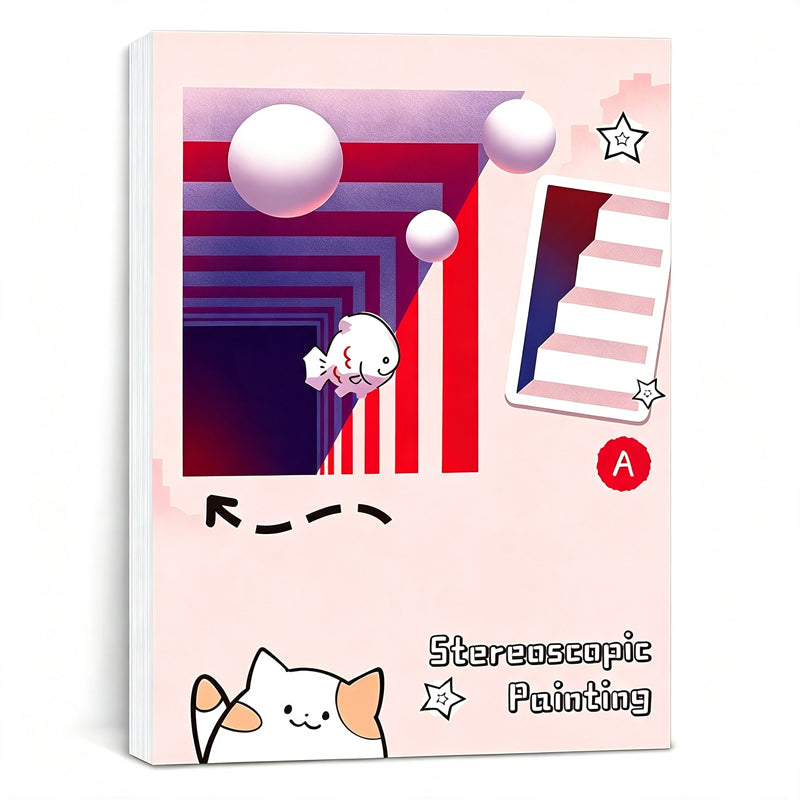 📢📢50% OFF !! ⏰Kids 3D Stereoscopic Tracing Drawing Book with Coloring and Paper Cutting Activities