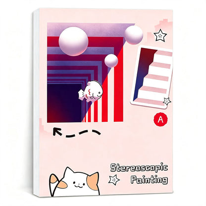 📢📢50% OFF !! ⏰Kids 3D Stereoscopic Tracing Drawing Book with Coloring and Paper Cutting Activities