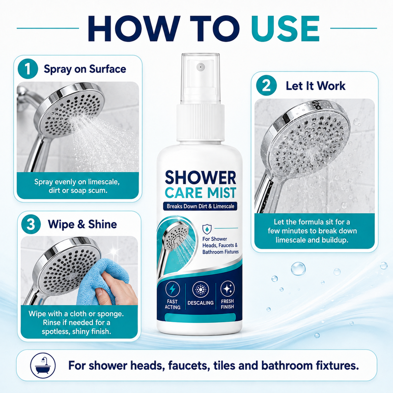 ⏳🏆LAST DAY SALE 🚿✨Fast-Acting Shower Limescale Remover Spray – Dissolves stubborn mineral deposits & hard water stains. Restores water flow & shine – just spray & wipe! 🧼💪