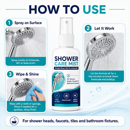 ⏳🏆LAST DAY SALE 🚿✨Fast-Acting Shower Limescale Remover Spray – Dissolves stubborn mineral deposits & hard water stains. Restores water flow & shine – just spray & wipe! 🧼💪