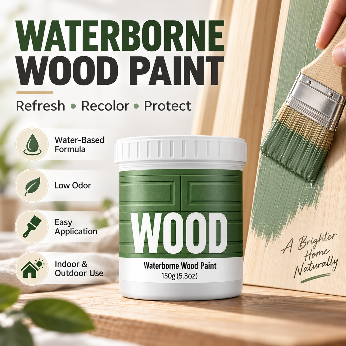 📢📢50% OFF !! ⏰Waterborne Wood Paint Eco-Friendly Furniture Refinishing Paint