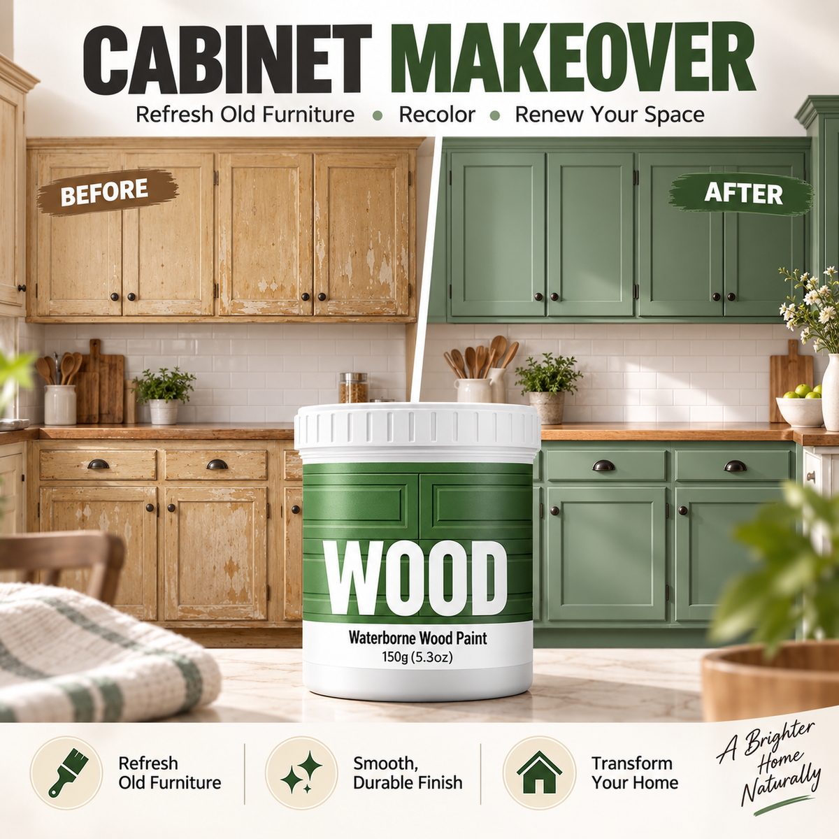 📢📢50% OFF !! ⏰Waterborne Wood Paint Eco-Friendly Furniture Refinishing Paint